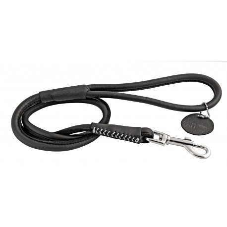 Laisse Soft en cuir rond - Noir