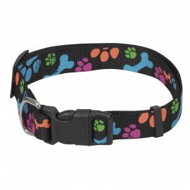 Collier réglable en sangle nylon à motifs Empreintes
