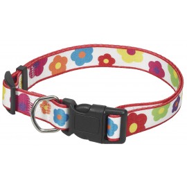 Collier réglable en sangle nylon à motifs Florales "Eighties"