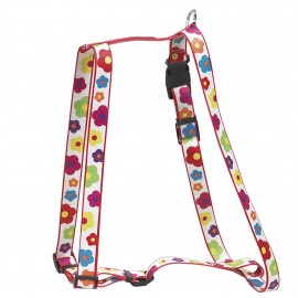 Harnais réglable en sangle nylon à motifs Florales "Eighties"