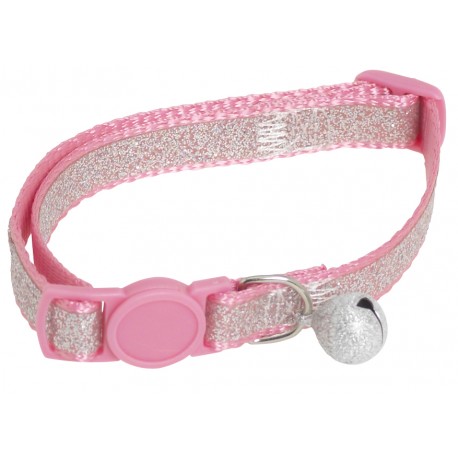 Collier réglable anti-étranglement en nylon à Paillettes - Rose