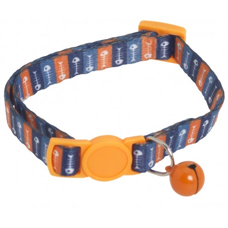 Collier réglable anti-étranglement en nylon à motifs Arêtes - Orange